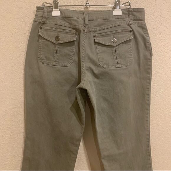 Gitano Drab Green Jeans Size 10 Military Stretch Button Pocket GUC - Picture 6 of 8